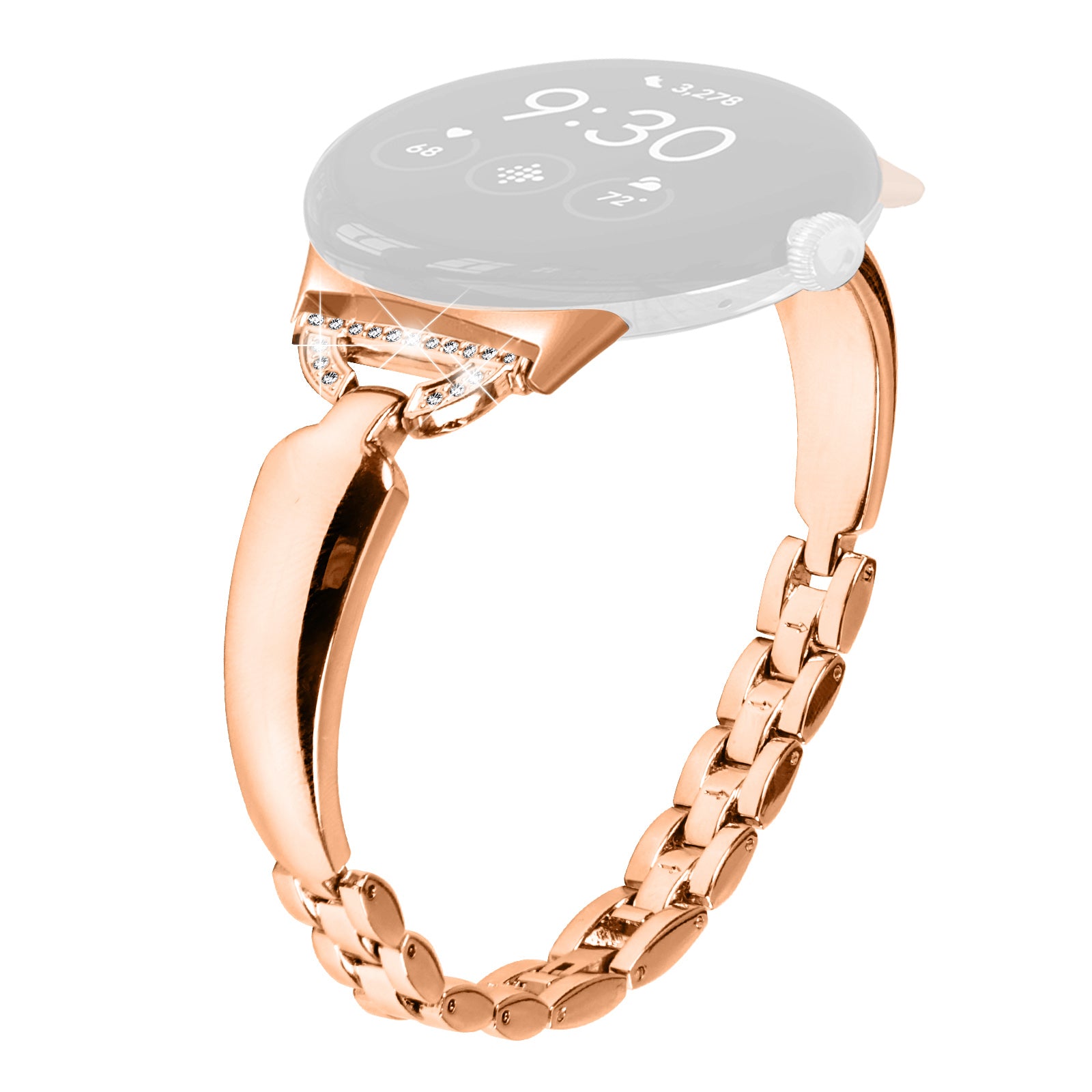 For Google Pixel Watch 2 Pixel Watch Bling Band D-shaped Rhinestone Decor Copper Metal Bracelet Watch Strap For Google Pixel Watch 2 Pixel Watch Bling Band D-shaped Rhinestone Decor Copper Metal Bracelet Watch Strap